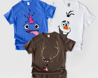 Custom Frozen Characters Big Face Costume Comfort Colors Shirt, Bruni Dragon Olaf Sven, 2024 Family Vacation, Funny Birthday Gift