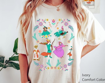 Robin Hood Floral Folk Comfort Colors Shirt, Little John Alan-A-Dale Princess John Sir Hiss, 2024 Family Trip, Magic Kingdom