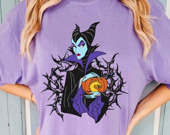 Maleficent Dragon Pumpkin Halloween Comfort Colors T-shirt, Sleeping Beauty Villains Halloween Shirt, Disney Spooky Season, Disneyland Trip