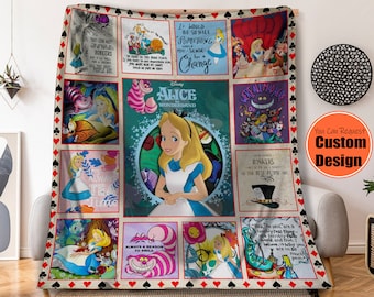 Alice In Wonderland Fleece Blanket, Cheshire Cat Cozy Talking Flowers Blanket For Kid Baby Adult, Cute  Home Decor, Christmas Gift