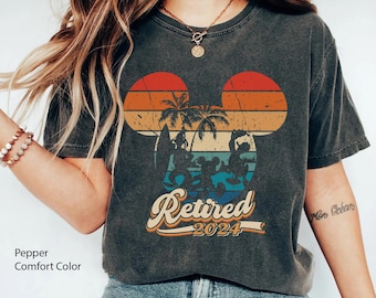 Mickey And Friends Retired 2024 Comfort Colors Shirt, Mickey Pluto Donald  Retirement T-shirt, 2024 Summer Trip, Retirement Gift