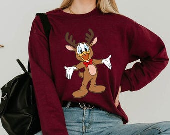 Disney Christmas Donald Duck Reindeer Shirt, Xmas T-shirt, Mickey's Very Merry Christmas Party Tee, Disneyland Christmas Family Trip 2024