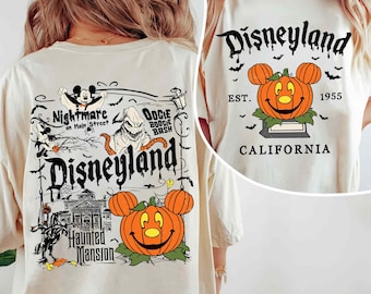 Vintage 2 Sided Disney Pumpkin Mickey Shirt, Halloween Party T-shirt, Mickey Not So Scary Tee, Disneyland Family Matching, Disney Trip 2024