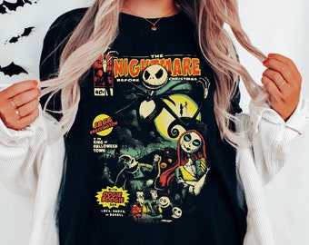 The Nightmare Before Christmas Comic Cover Shirt,  Halloween Jack Sally Oogie Boogie, Mickey's Not So Scary, 2024 Halloween Trip