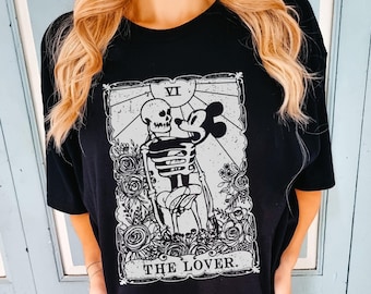 The Skeleton Dance Mickey Mouse The Lovers Tarot Card T-shirt / Silly Symphony  Halloween Shirt / 2024 Halloween Party Trip