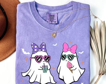 Funny Disney Ghost Best Friends Comfort Colors Shirt, Boo Bestie Halloween Matching, Halloween Girl Trip, Spooky Season, Trick Or Treat Tee