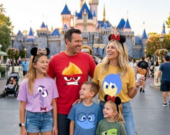 Inside Out Characters Big Face Costume Comfort Colors Shirt,  Family Matching T-shirt, Sadness Joy Anger Disgust Fear, 2026 Trip
