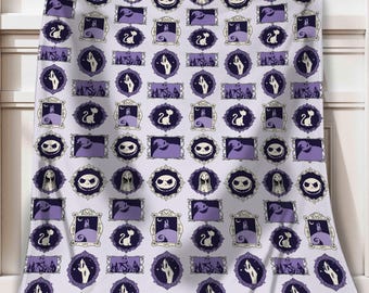 Retro The Nightmare Before Christmas Portraits Blanket, Jack Skellington Throw Blanket, Disney Halloween Bedding, Tim Burton Home Decor