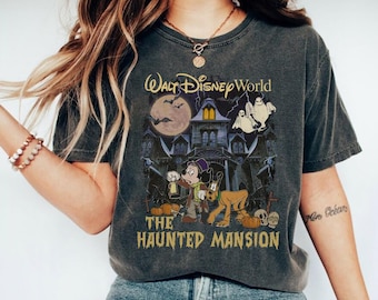 The Haunted Mansion Mickey Mouse And Pluto Dog Shirt, Walt Disney World Disneyland Halloween Party, Vintage Disney Halloween T-shirt