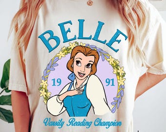 Disney Belle Varsity Reading Champion T-Shirt, Belle Princess Tee, Beauty and the Beast Shirt, Disney Princess Shirt, Book Reader Gift