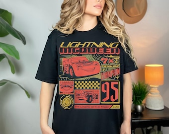 Lightning Mcqueen 95 Tonal Multi-Portrait Shirt, Retro Disney Cars Movie Tee, Piston Cup, Disneyland Family Trip, Birthday Gift For Boy