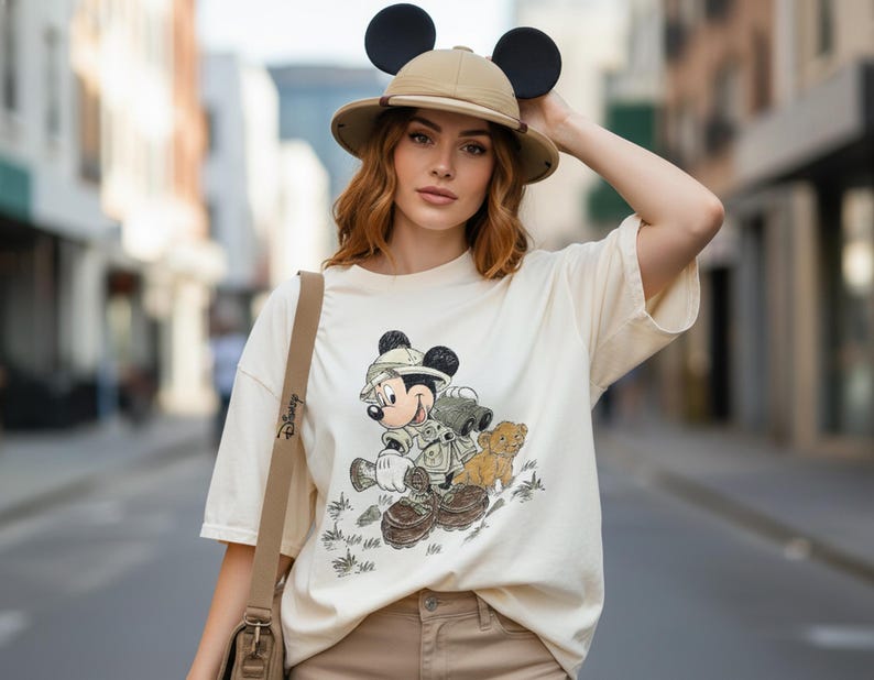 Vintage Mickey Mouse Simba Safari Comfort Colors Shirt, Disney Animal Kingdom Tee, Mickey Safari Mode T-shirt, Disneyland Family Trip image 1