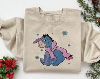 Embroidered Eeyore Christmas Sweatshirt, Winnie The Pooh Christmas Embroidery Sweater, Disney Christmas Party, Disneyland Xmas Holiday Gifts