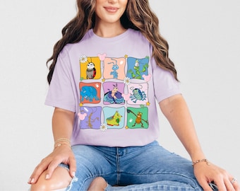 Retro A Bug's Life Group Characters Shirt, Disney Flik Heimlich Princess Atta Tee, Disneyland Family Trip Matching, Animal Kingdom