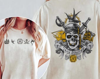 Two Sided Pirates Of The Caribbean Jack Sparrow T-shirt, Jolly Roger Dead Men Tell No Tales Shirt, Disney Pirates Shirt, Disneyland Trip Tee