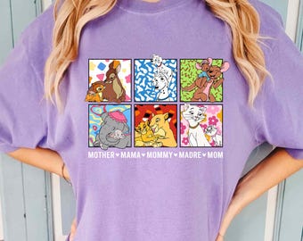 Retro 90S Disney Mom And Daughter Characters Shirt, Disneyland Mama Mommy Madre Funny Matching Tee, Neutral Mother's Day Gift