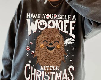 Star Wars Wookiee Little Christmas Sketched Shirt, Disney Star Wars Xmas Tee, Mickey's Very Merry Christmas, Galaxy's Edge Holiday Trip