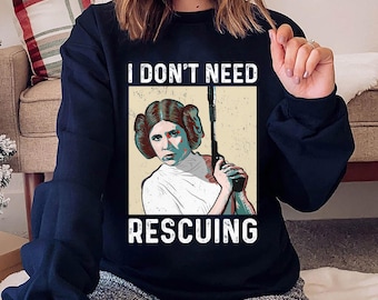 Retro Princess Leia I Don't Need Rescuing Shirt, Disney Star Wars Day T-shirt, Hollywood Studios, Galaxy's Edge, Disneyland Trip 2025
