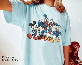 Mickey And Friends 4th Of July Comfort Colors T-shirt, Disney Patriotic Shirt, America Independence Day, Disneyland Trip, Family Matching