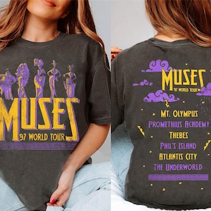 Two Sided Muse World Tour Shirt, Greek Mythology Music Tee, Retro Girl Group Concert Graphic, Olympus Inspired Vacation Top