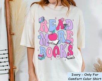 Vintage Groovy Read More Books Comfort Colors T-shirt, Funny Reading Shirt For Book Lover Bookish, Cute Bookworm Gift, Teacher Book T-shirt