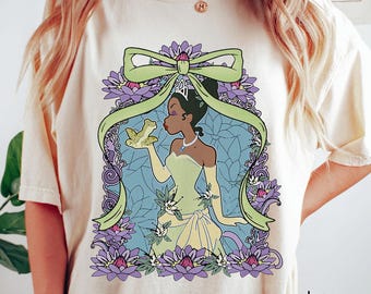 Disney Princess Tiana Kiss the Frog T-Shirt, Princess and the Frog Floral Tee, Disney Princess Tee, Disneyland Vacation Tee, Gift For Her