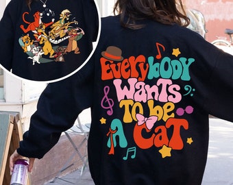Double Sided The Aristocats O’Malley The Alley Cats Music Comfort Colors Shirt,  Everybody Wants To Be A Cat Tee, Retro 90s  T-shirt