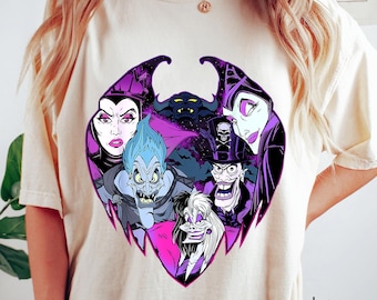 Disney Villains Crew Graphic T-Shirt, Evil Queen Hades Maleficent Chernabog Tee, Retro Villains Tee, Magic Kingdom Shirt, Disney Bestie Tee