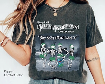 The Skeleton Dance Stitch Aloha Comfort Colors T-shirt, Disney Silly Symphonies Shirt, Funny Stitch Halloween Shirt, Disneyland Halloween