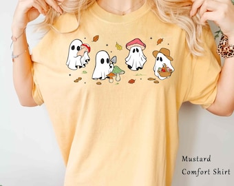 Cottagecore Halloween Magic Mushroom Boo Ghost Shirt, Halloween Fall Family T-shirt, Spooky Season Tee, Trick Or Treat, Gift For Halloween