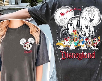 Custom 2 Sided Disney Christmas Mickey And Friends Shirt, Personalized Santa Claus T-shirt, Famliy Matching Tee, Disneyland Family Trip 2024