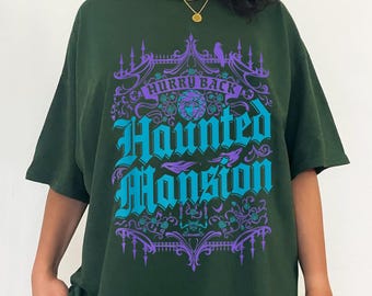 Madame Leota Hurry Back Gothic Pattern Poster T-shirt, Disney The Haunted Mansion Shirt, Mickey Not So Scary Party Tee, Funny Halloween Gift
