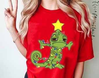 Tangled Pascal Christmas Tree Costume Shirt, Disney Christmas Lights T-shirt, Merry Christmas Party, Disneyland Family Trip, Christmas Gift