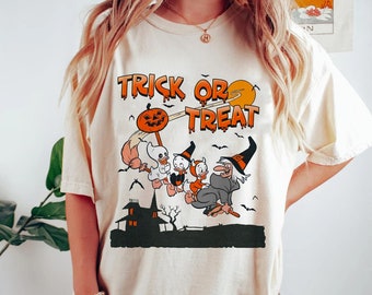 Disney Ducktales Trick Or Treat Shirt / Huey Dewey Louie With Witch Broom Tee / Disney Halloween Mickey's Not So Scary / Oogie Boogie  Bash