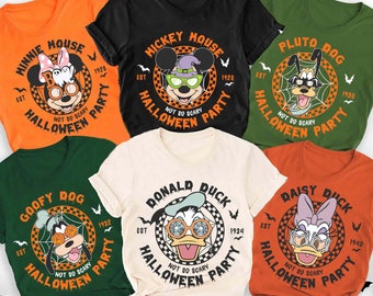 Custom Disney Characters Sunglasses Checkered Halloween Comfort Colors Shirt, Mickey's Not So Scary Halloween Party, Halloween Crew Matching