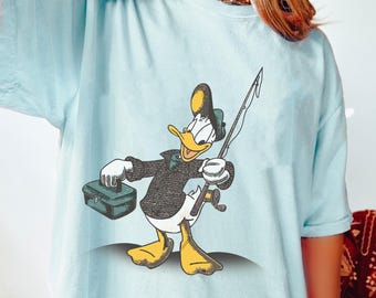 Vintage Disney Donald Duck Fishing T-shirt, Disney Fishing Shirt, Retro Donald Duck Tee, Funny Donald Tee, Gift For Dad, Fishing Lover Gift