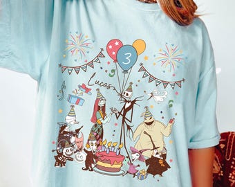 Custom Nightmare Before Christmas Birthday T-shirt, Jack Sally Oogie Boogie Lock Shock Barrel Shirt, Spooky Season Tee, Disney Birthday Gift