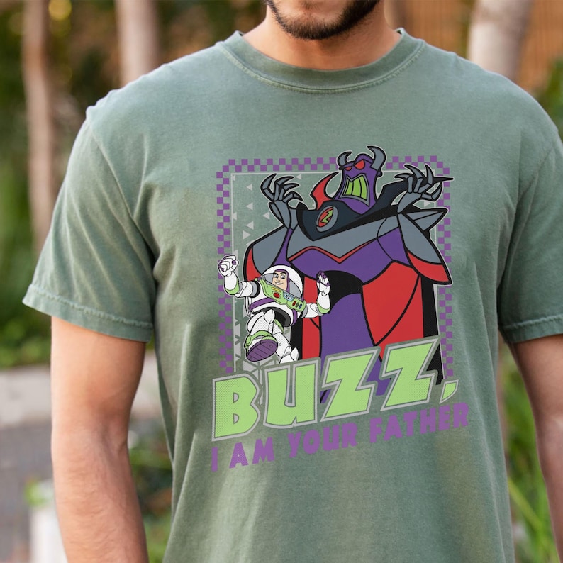 Zurg And Buzz I Am Your Father Checkerboard Comfort Colors T-shirt, Toy Story Tee, Vintage Disney Dad Shirt, Funny Father's Day Gift image 2