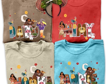 Custom Name Moana Characters Comfort Color Shirt, Maui Moana Hei Hei Pua, Personalized  Birthday Gift, Disney Family Trip Matching