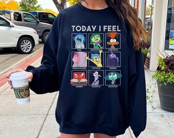 Inside Out 2 Characters Today I Feel Sweatshirt, Anger Joy Fear, Mental Health Disney Comfort Colors Shirt, Speech Therapy, Disneyland Trip