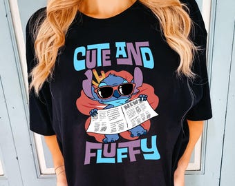 Disney Stitch Cute And Fluffy T-shirt, Lilo And Stitch With Sunglasses Shirt, Funny Stitch Tee, Ohana Stitch Shirt, Disneyland Matching Tee