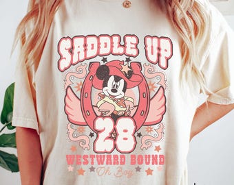 Disney Cowboy Mickey Saddle Up T-Shirt, Vintage Mickey Mouse Western Tee, Mickey Mouse Rodeo Shirt, Westward Bound Shirt, Disney Cowboy Tee