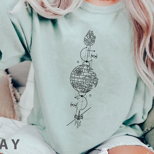 Millennium Falcon X-Wing Fighter Celestial Minimalist Shirt, Star Wars Comfort Colors T-shirt, Galaxy's Edge, Disney World Hollywood Studios