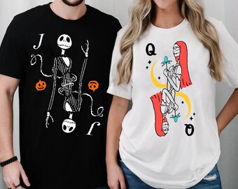Jack Skellington Sally Playing Card Disney Halloween Couple Matching Shirt, The Nightmare Before Christmas, Mickey's Not So Scary Party
