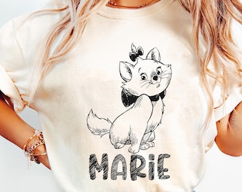 Retro Disney The Aristocats Sketch Art Marie Cat Comfort Colors Shirt, Disney Cute Cats T-shirt, Disneyland Family Trip 2025 Matching