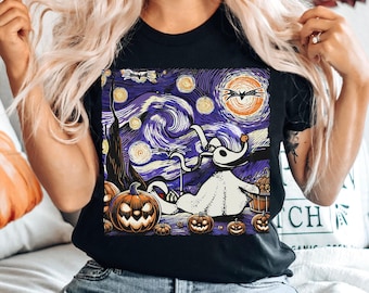 Zero Dog Halloween Starry Night Comfort Colors Shirt, Nightmare Before Christmas Tee, Disney Spooky Season, Disneyland Oogie Boogie Bash