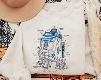 Vintage R2-D2 Astromech Droid Schematic Comfort Colors T-shirt, Retro Disney Star Wars The Last Jedi Tee, Disneyland Galaxy's Edge Trip