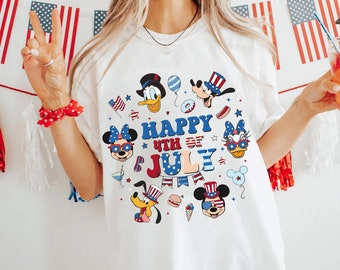 Vintage Mickey Friends Happy 4th Of July Comfort Colors T-shirt, Disney Patriotic Shirt, America Independence Day, Disneyland Family Trip