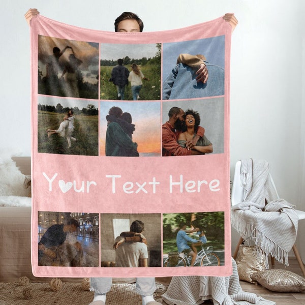 Personalised Photo Blanket Collage Custom Picture Blanket With Text Baby Blanket Family Photo Blanket Memories Anniversary Christmas Gift