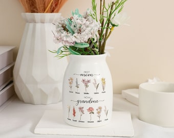 Personalisierte erste Mama jetzt Oma Blumenvase, kundenspezifische Omas Garten Blumenvase, kundenspezifische Enkel Name Blumenvase, Muttertagsgeschenk